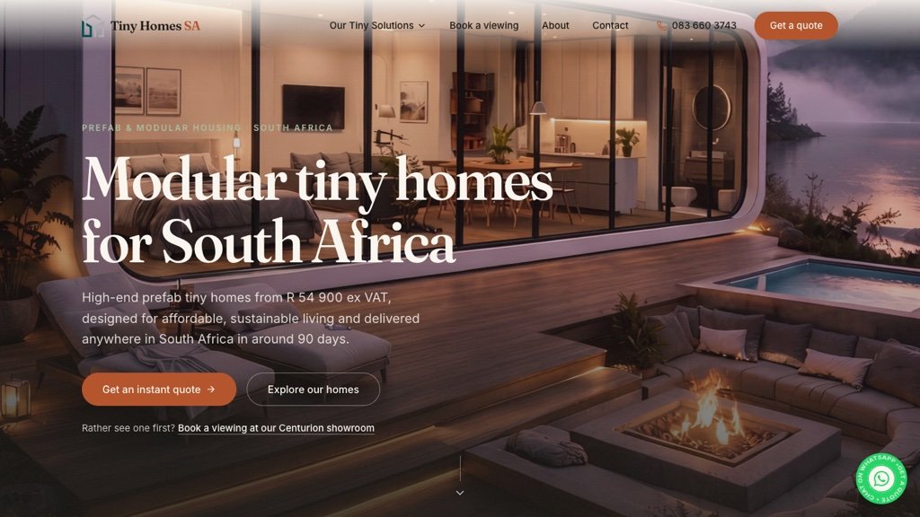 Tiny Homes SA website by Position Xero