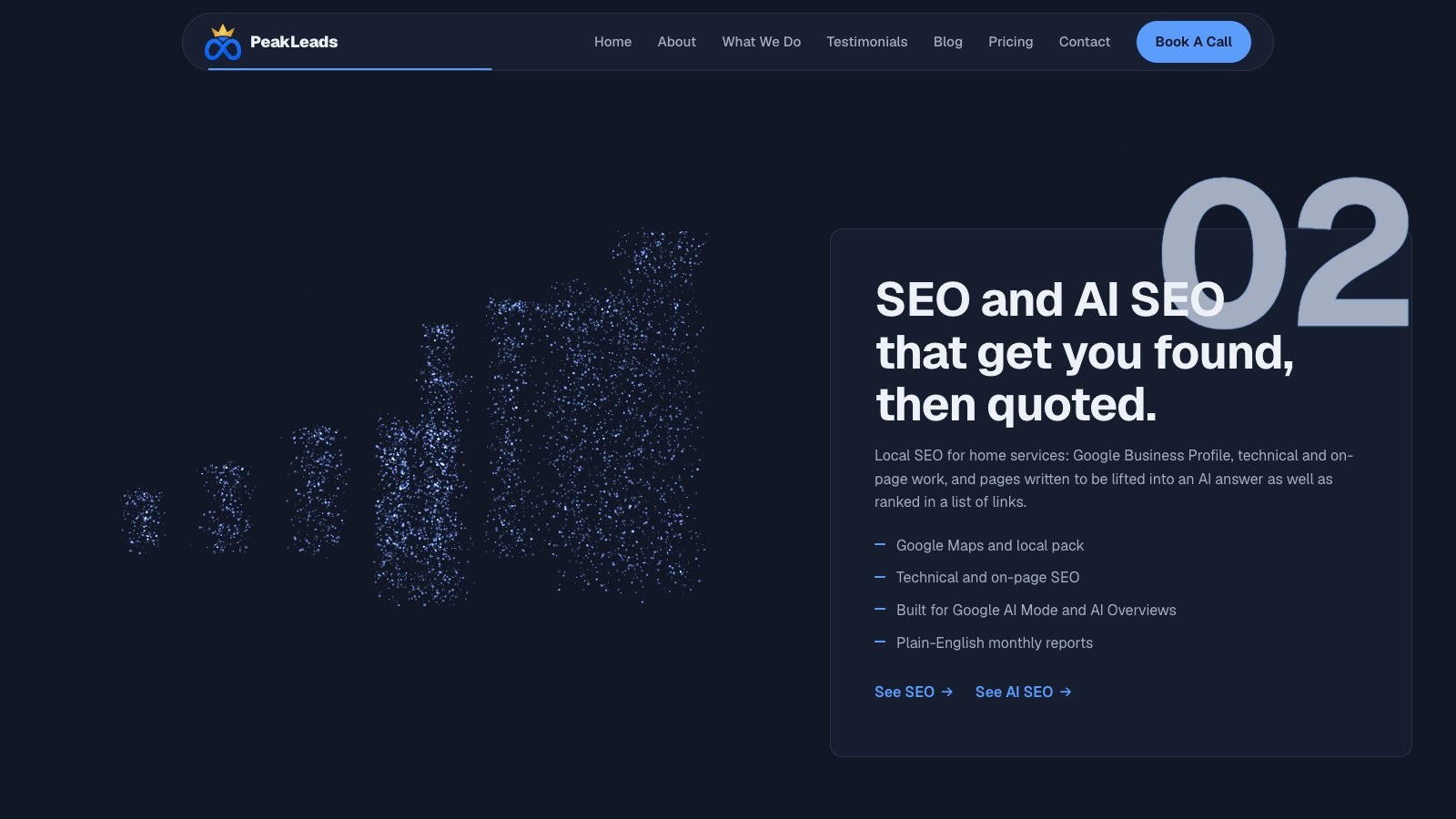 Peak Leads website by Position Xero